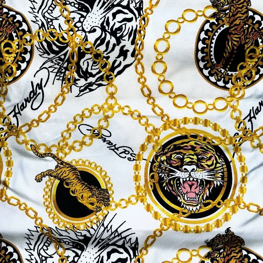 NEW Ed Hardy 6 Piece Sheet Set Extra Pillowcases -Black Gold Tiger, Queen Size